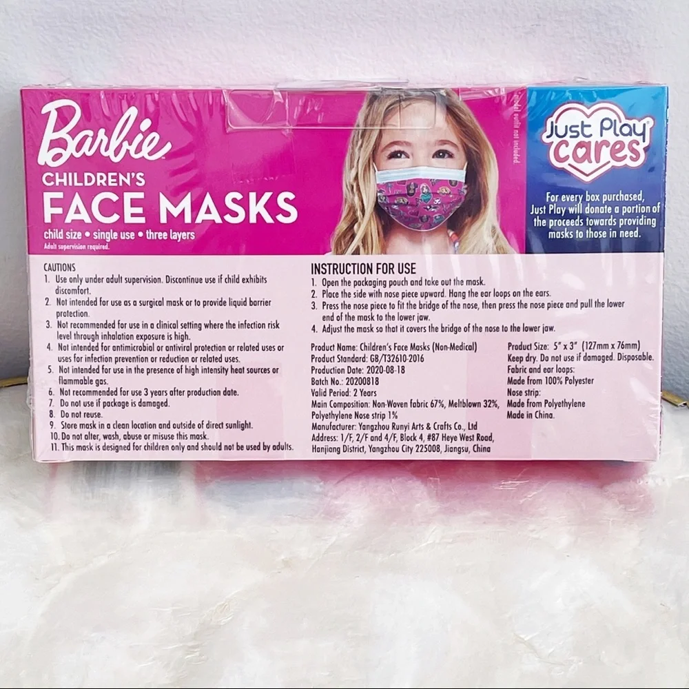 Barbie Single Use 2 Design Children’s Face Mask 2+